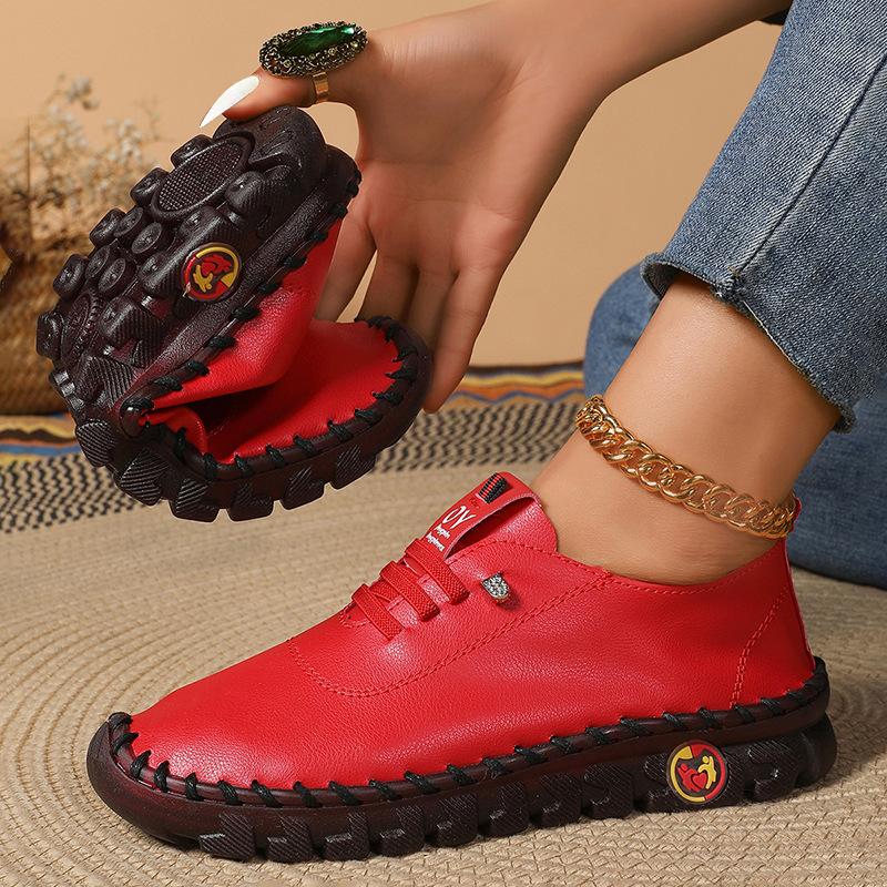 Summer real soft leather single shoes women's comfortable flat non-slip mother shoes soft sole casual sports