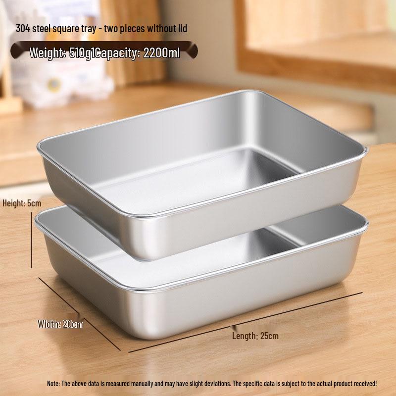 Food Grade 304 Stainless Steel Square Prep Dish with Lid