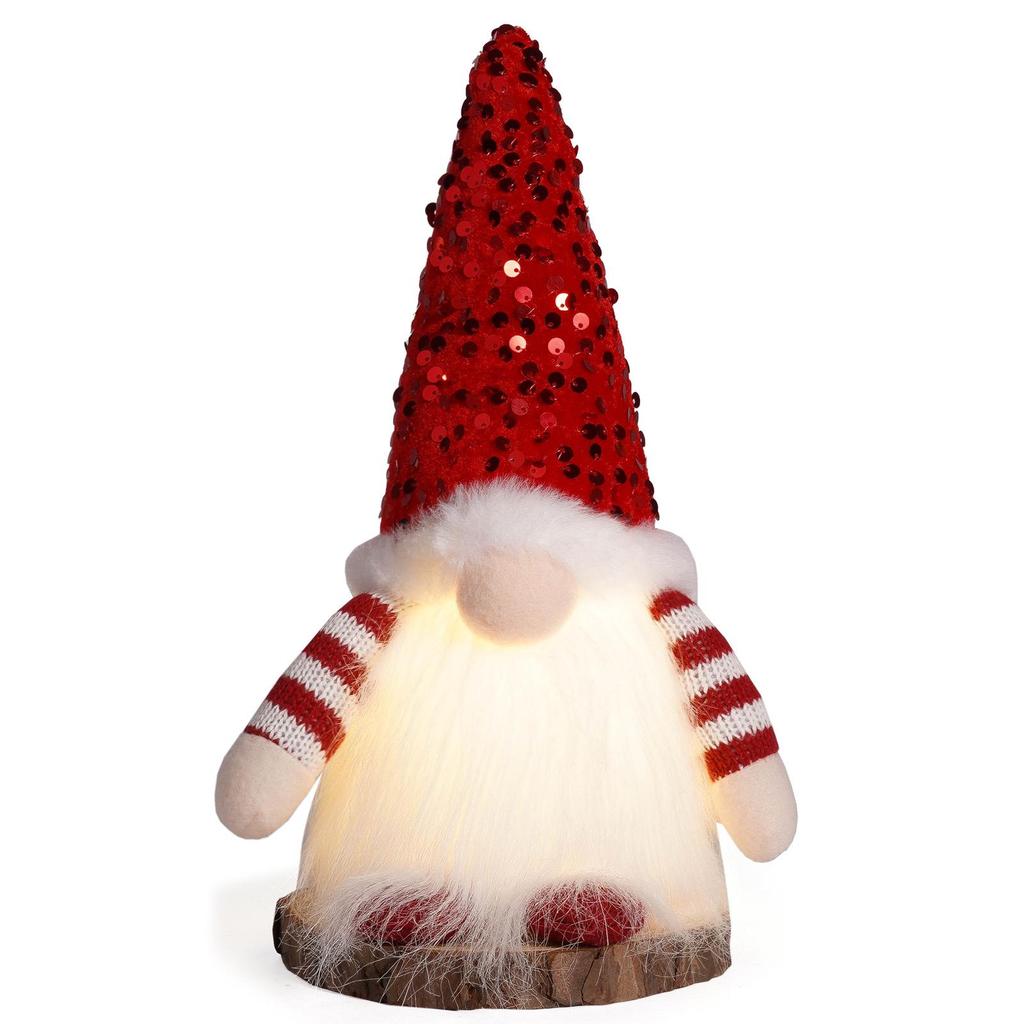 Cross-Border Christmas Gnome Ornament with Glowing Sequin Hat
