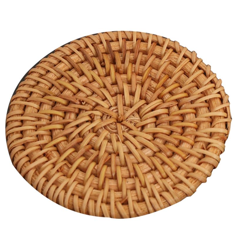 

Round Placemats Hand-Made Placemat Pad Rattan Coaster Padding Mat Insulation Pad Kitchen Bar Accessories Rattan Weave Cup Mat 1pcs 10x10cm&Round