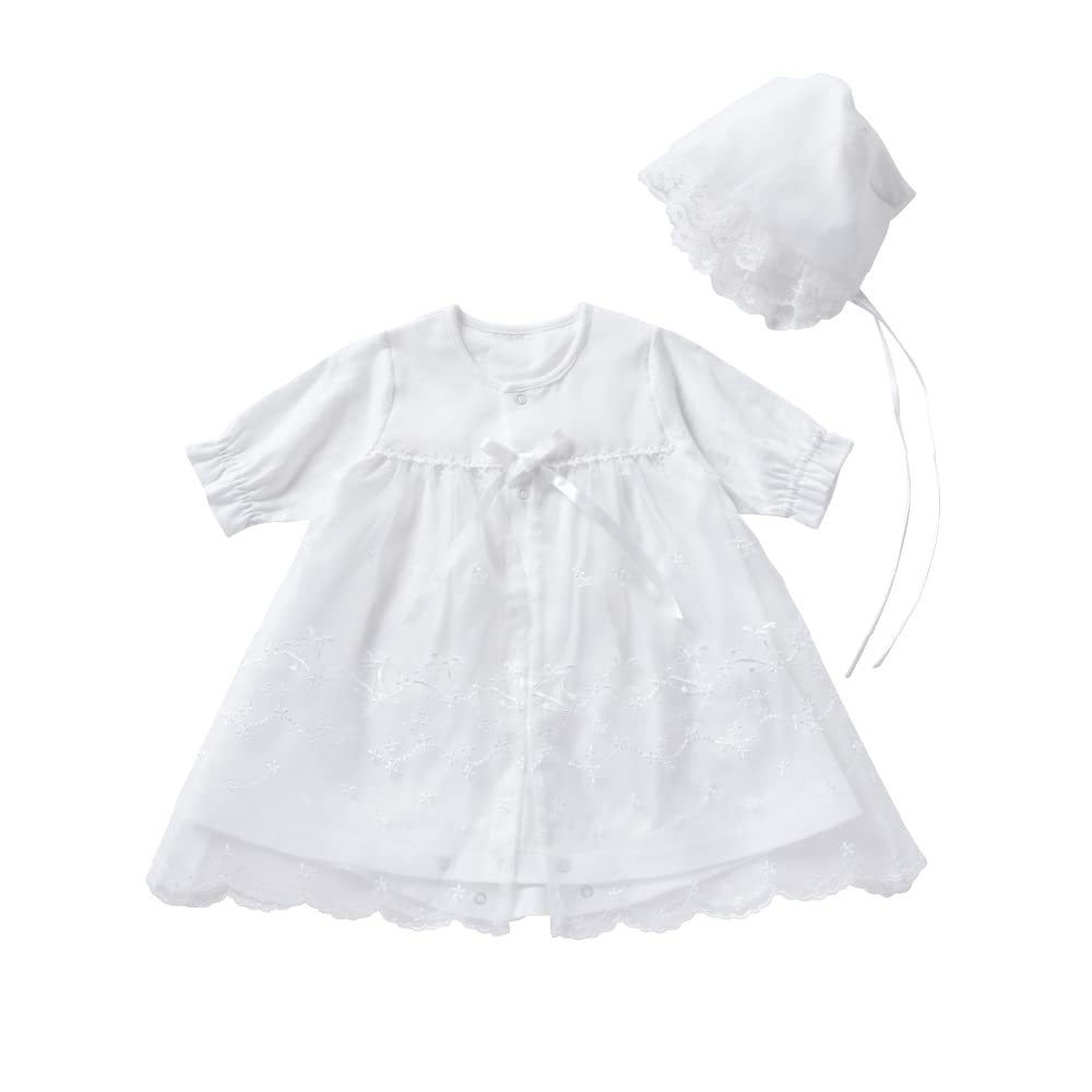 

Cream de Coco Belle Pattern Lace Jersey Ceremony Dress for Newborns and Made in Japan Sizes Easy-to-Wear All-Over (Hooded) Babies, [Spring/Summer