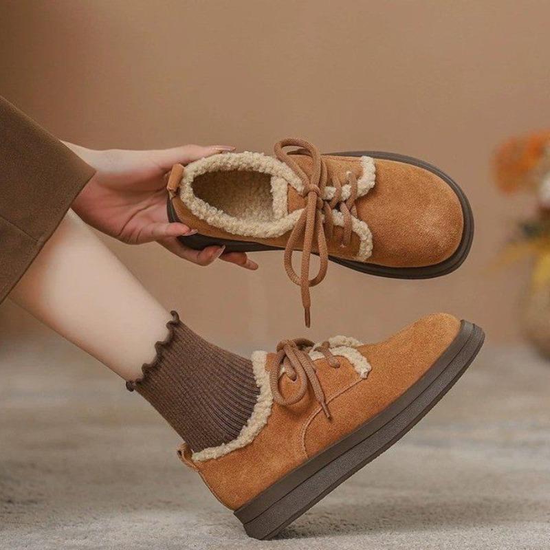 Winter Boken cotton shoes women's new retro warm thick-soled plush warm soft-soled flat-soled fluffy shoes