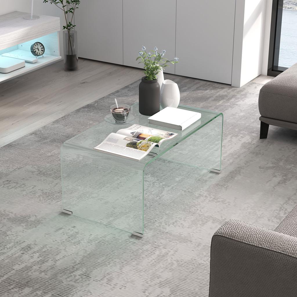 Tempered Glass Coffee Table. 80x45x35cm. Transparent