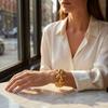 Mermaidcore Aesthetic Chunky Gold Color Starfish Bangle for Women Textured Metal Wide Open Bracelet Summer Beach Jewelry