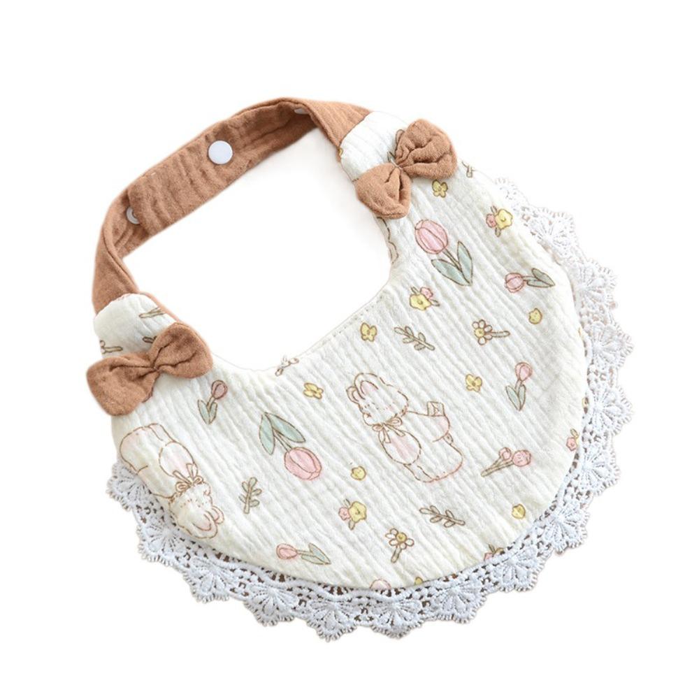 

Breathable Baby Feeding Bib Pure Cotton Lace Bow Burp Cloth Cotton Drool Towel Newborns Style 6