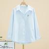 Women Spring Long Sleeve Embroidered Button Down Shirt Casual Loose Fit