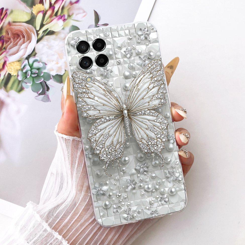 Clear For Samsung M53 5G Case Luxury Fashion Butterfly Funny Cute Painted Cover For Samsung Galaxy M53 5G SM-M536B Casing