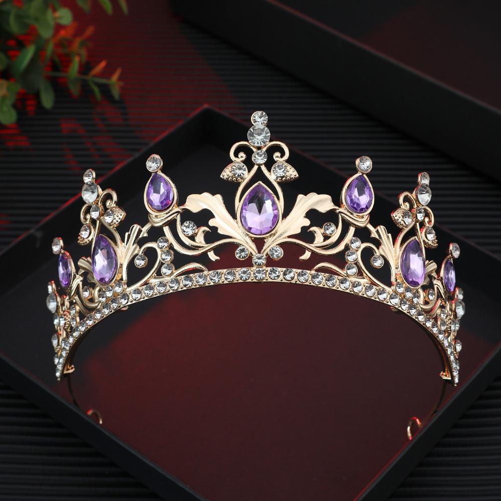 Baroque Wedding Hair Tiara Headpieces Jewelry Crystal Bridal Tiara Crown High-end Rhinestone Diadem Veil Tiaras Birthday Gift