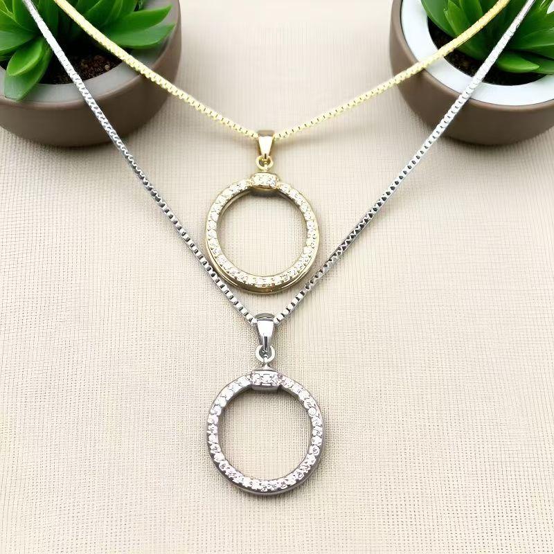 Minimalistische Zirkon-Rundanhänger-Halskette - Luxus-Schlüsselbein-Schmuck für Damen