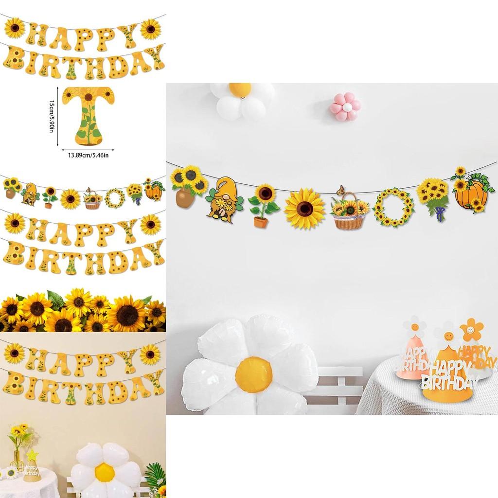 Sunflower Theme Letter Banner For Party Decor With Paper Material For Event Celebrations