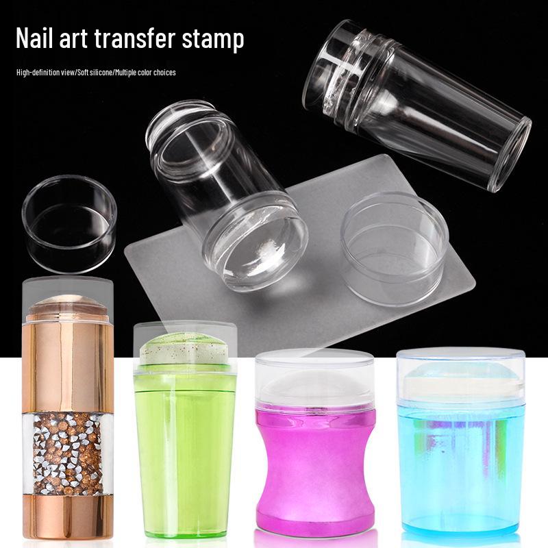 Large Silicone Nail Art Stamp with Lid - Single/Double Head French Design DIY Stamping Tools