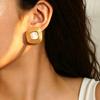 European and American Jewelry Geometric Inlaid Gemstone Design Striped Earrings Versatile High-end Niche Stud Earrings Women