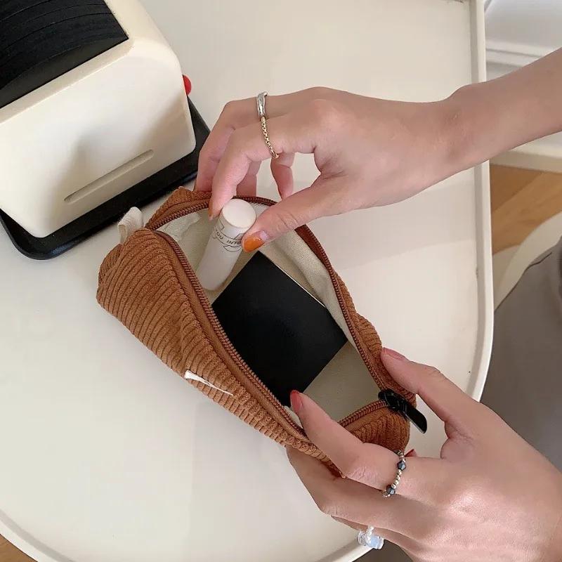 Reißverschluss Reise-Kulturbeutel Necessaire Organizer Student Süßes Mäppchen Cord Kosmetiktasche Kleine Make-up-Tasche