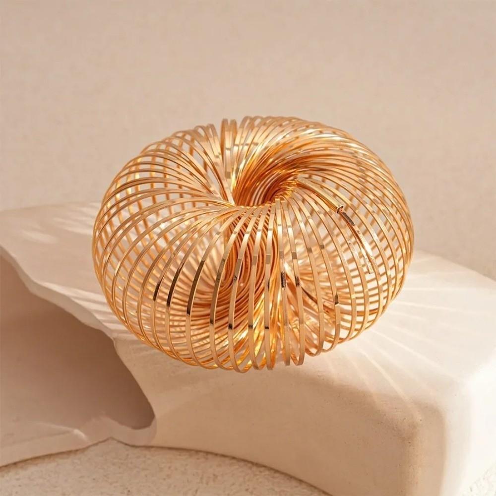 Flat Wire Elastic Bracelet Geometric Design Metal Bracelet  Women's Handwear Jewelry Accessory