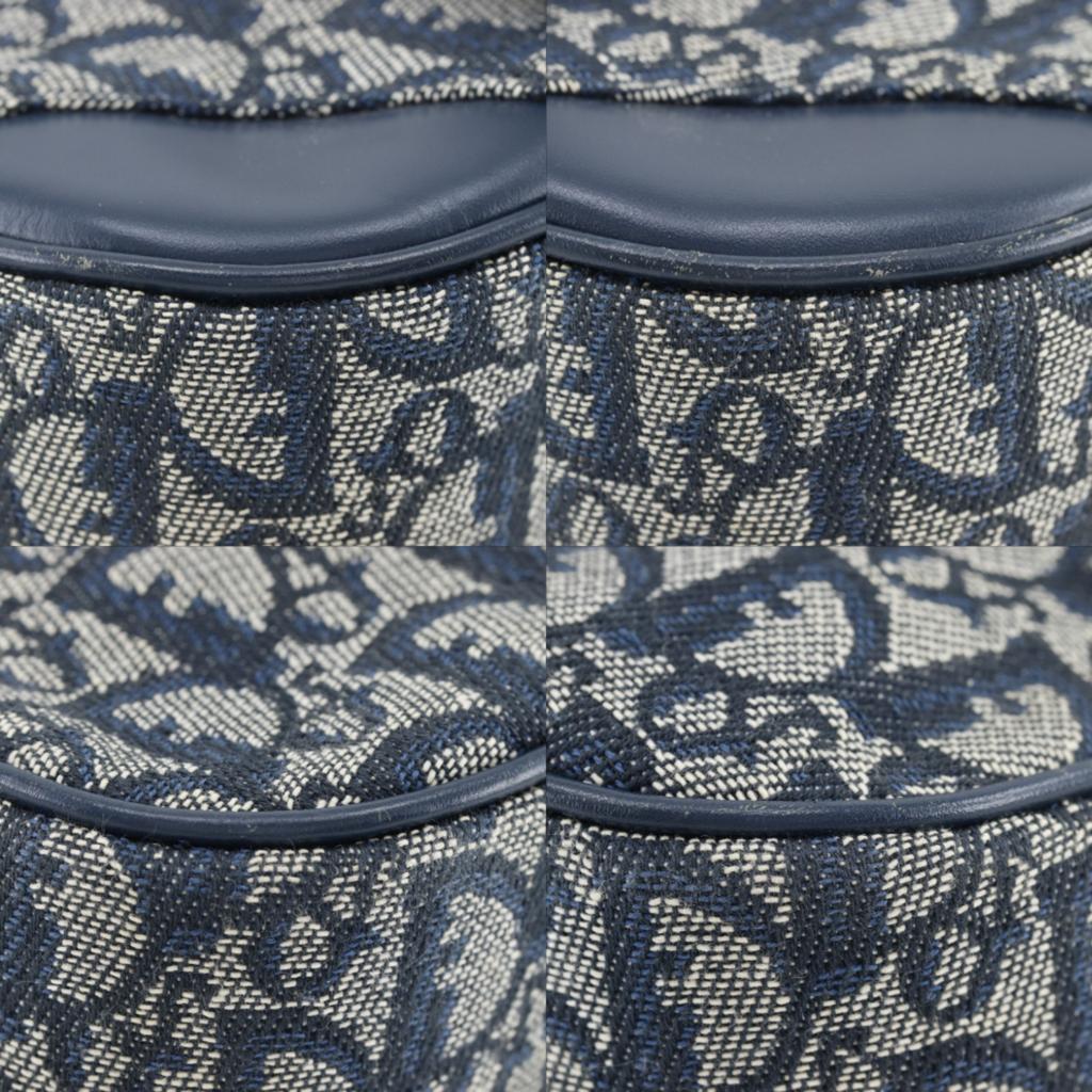 Dior Double saddle Handbag Trotter Navy blue canvas Women Used