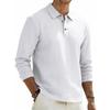 Spring Loose-Fit Solid-Colour Collared Casual Business Men's Long-Sleeved Linen Polo Shirt