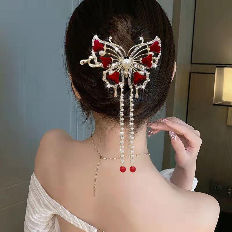 Top Selling Women Flower Tassel Twisted Hair Clip Back of The Head Barrettes Female Sweet Hairpins New Headwear Accessories