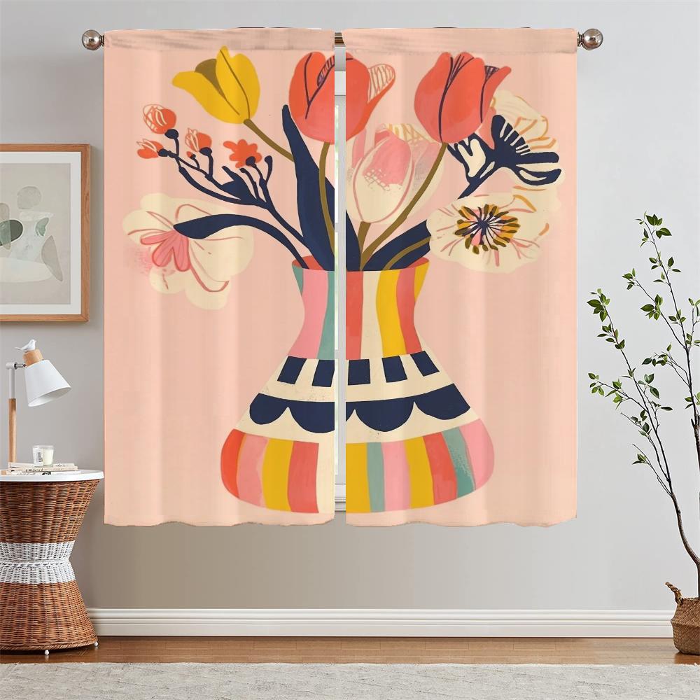 

Огненно-красные тюльпаны кухонные шторы салон 2 дешевые штуки спальня шторы блэкаут для гостиной жалюзи штора для ванной дома W50xH70cmx2pcs-CL