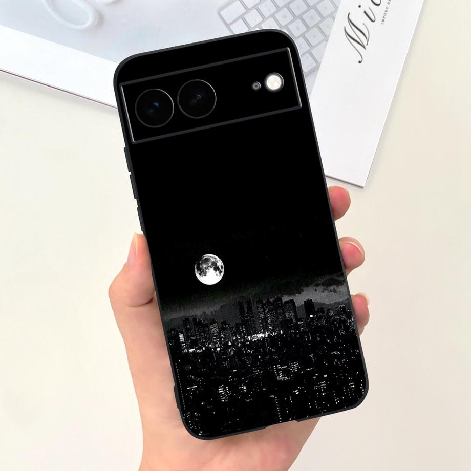 Für Google Pixel 7 Pro Hülle Weiche Silikon Handyhülle Für Pixel7 Google 7Pro Stoßfänger Niedliche Mode Cartoon Hülle Katze Mond Nacht Tasche