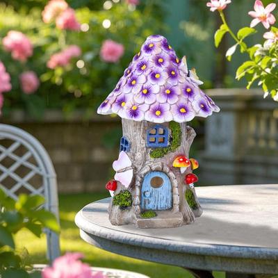 Solare Pilzleuchten Harzhandwerk Gartenskulptur Einzigartige Puppenhaus-Kunst Außen-Deko Zubehör für Haus Rasen Garten Terrasse
