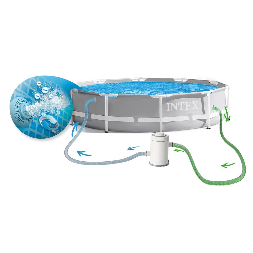 Frame Garden Pool 305 X 76 Cm 15-In-1 Intex 26702 + Bubble Machine For Free