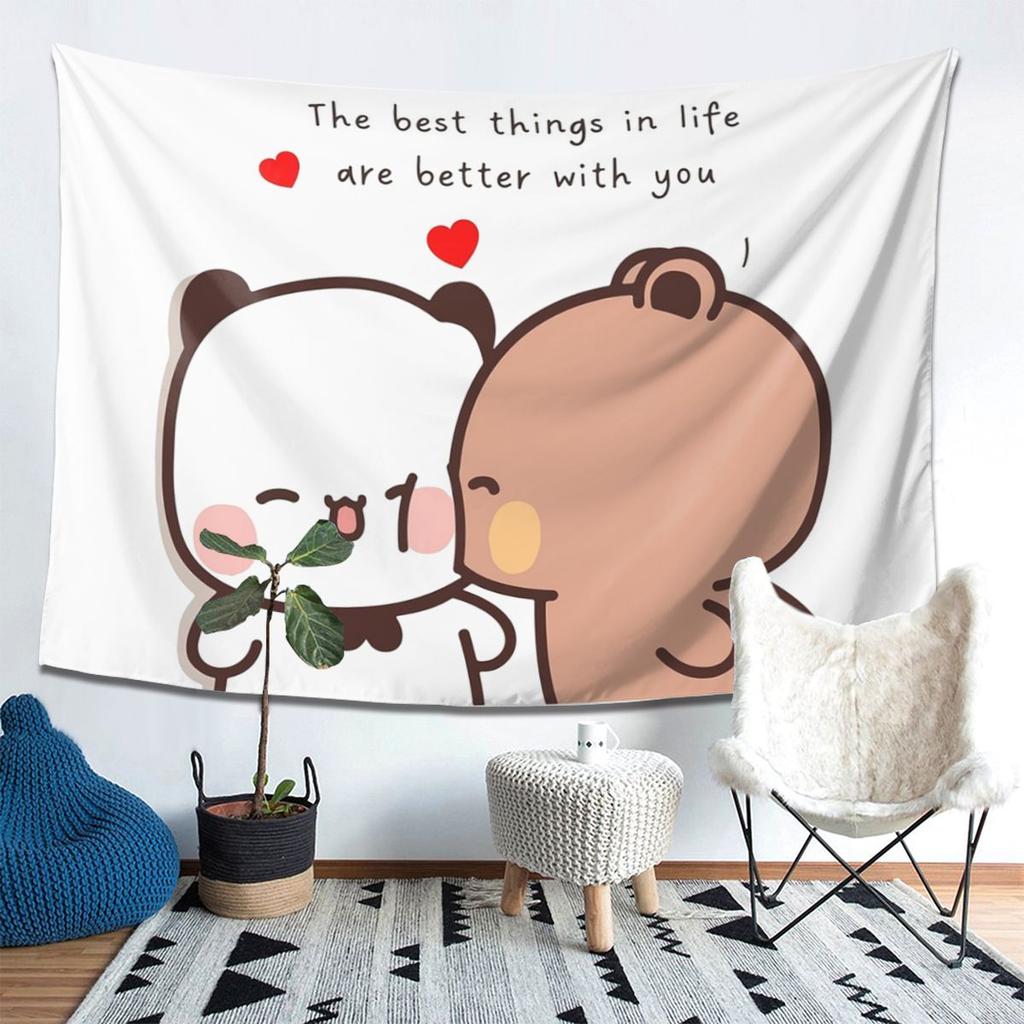 Arazzo Appeso a Parete Palloncini Peach And Goma Bubu Dudu Decorazione Estetica per la Casa Arazzi per Soggiorno Camera da Letto