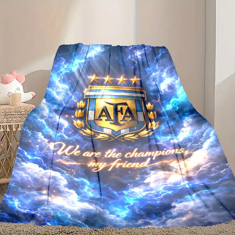 Football Star Messi Pattern Blanket, Cozy Blanket for All-Season Comfort on Sofas, Beds, Office, Car, Camping and Travel