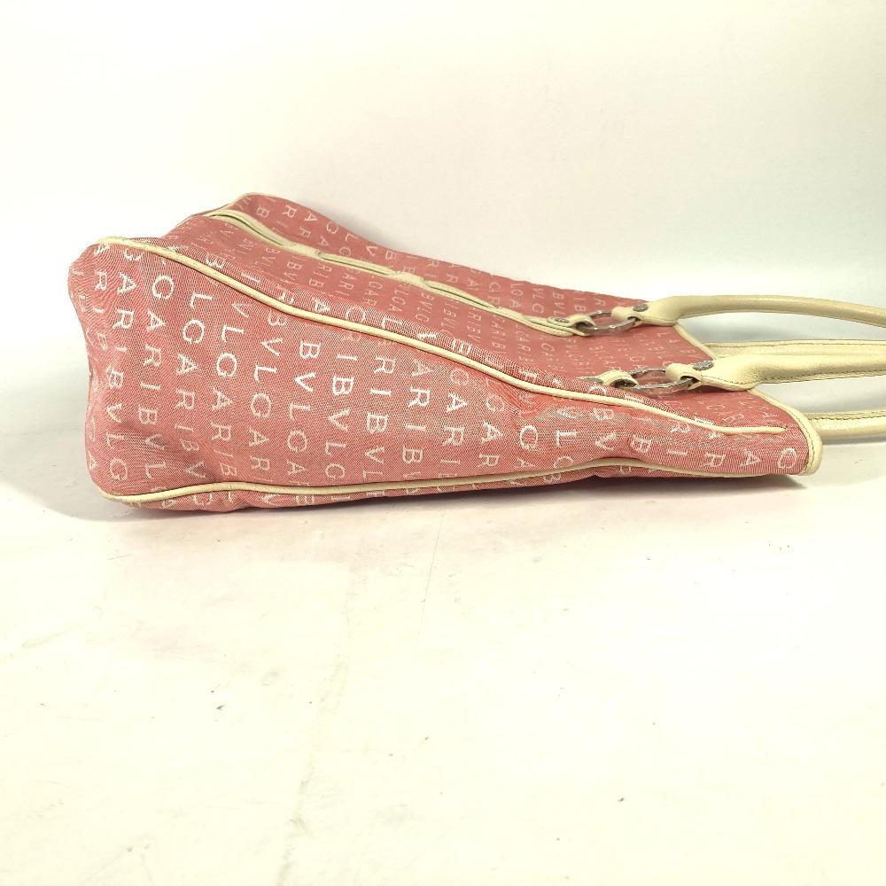 BVLGARI Logo mania Vertical Tote Bag Shoulder Bag Leather/Canvas pink/White