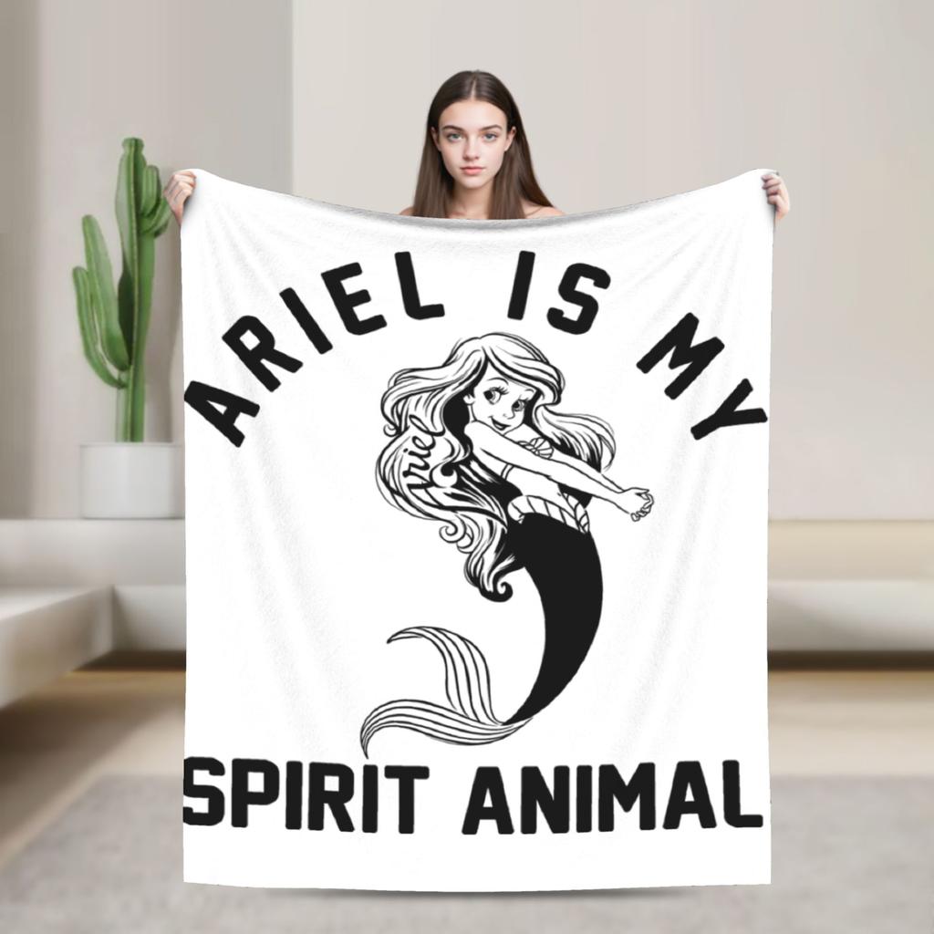 Flounder Sebastian and Ariel Wool Blankets Little Mermaid Vintage Throw Blankets for Home Hotel Sofa 200x150cm Rug Piece