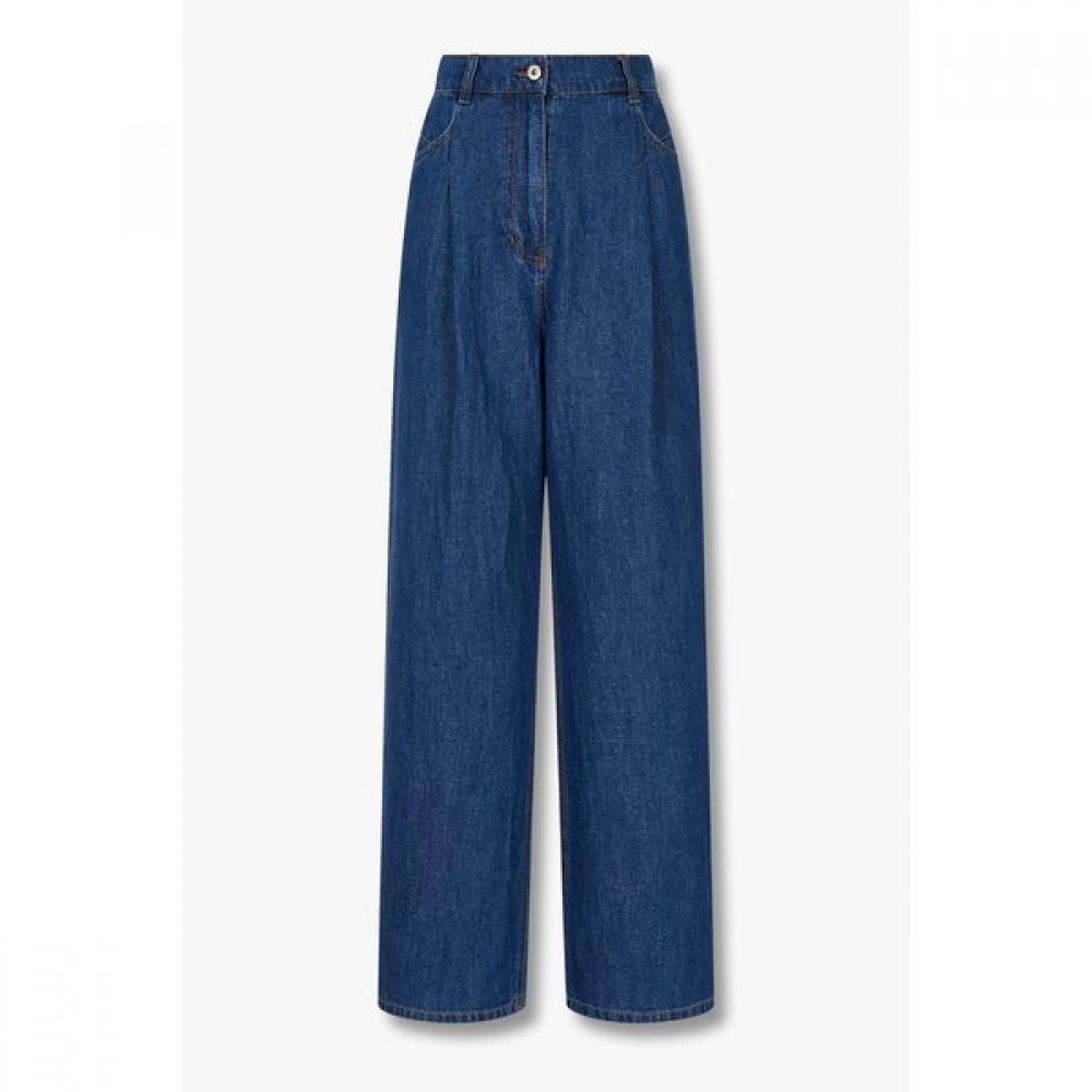 Studio Tomboy Tuck Wrinkle Back Banding Wide Denim  9175362971ar 54 (dark blue)/One size