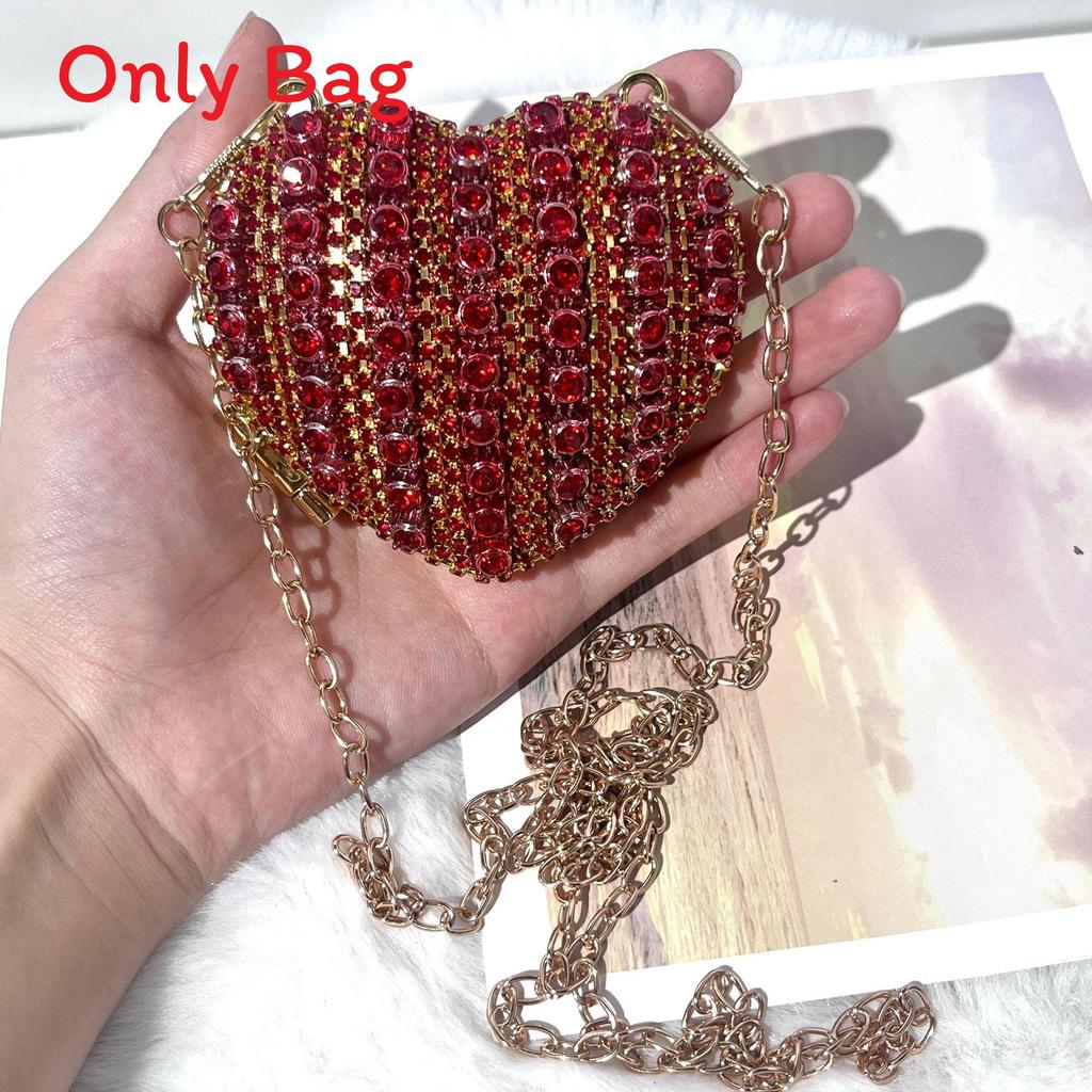 Mini Borsa a Mano a Forma di Cuore d'Amore con Decorazioni di Diamanti Acqua Scintillante per Uso Quotidiano