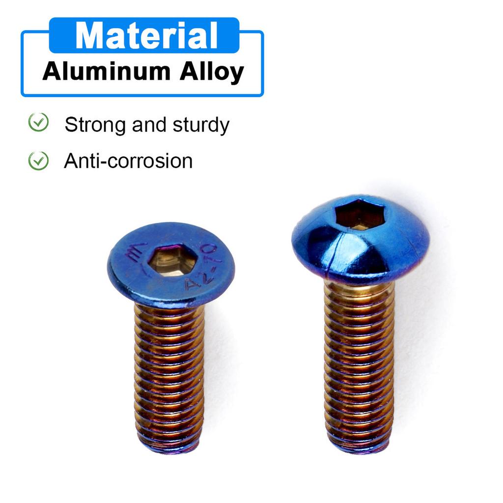 6pcs Steering Wheel Screw Bolts Titanium Tapered M5×0.8 Length 19mm Round / 15mm Flat Head Fit Lot Of Steering Wheel volante