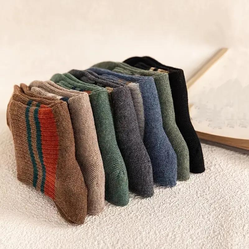 7pairs Men's Casual Striped Socks, Breathable Comfy Sweat Absorption Anti-odor Sports Socks, Men's Socks For All Seasons