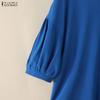 ZANZEA Women Casual V-Neck Solid Color 3/4 Sleeve Loose Blouse