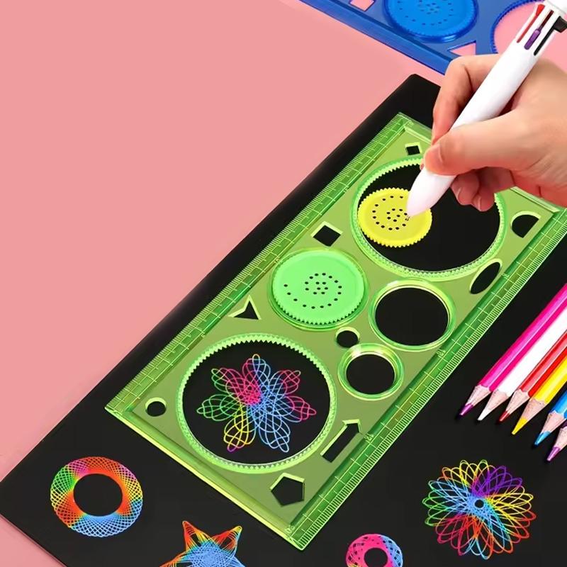 Imaginative Geometry Spirograph Drawing Stencils Collection Painting Template Art Crafts Children Learning Toy Variety of Flowers Ruler