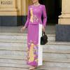 Women 3/4 Sleeve Blouse and Long Skirts Elegant Casual Two Piece Sets