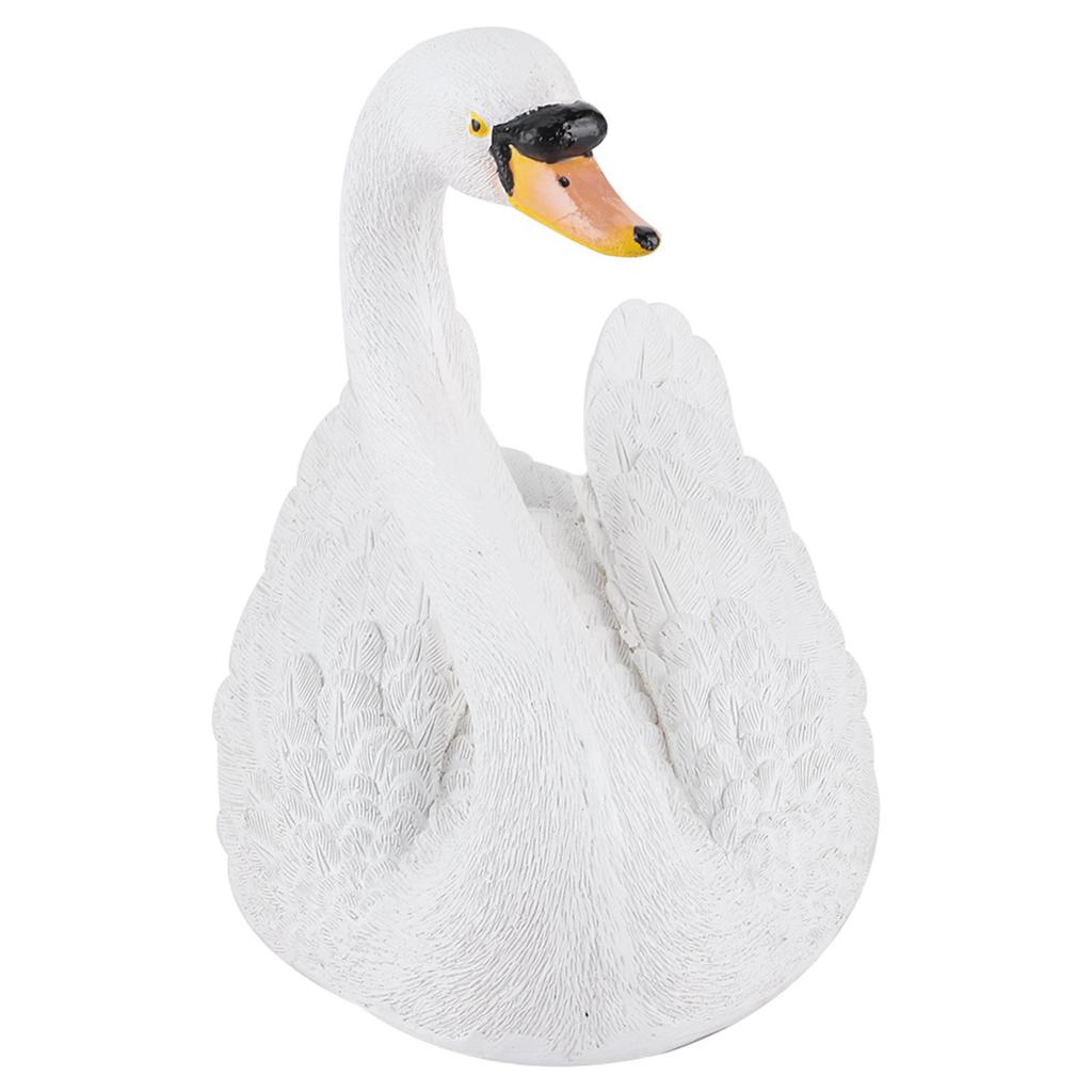 Resin Simulation Floating White Swan Figurine Ornament for Landscape Yard Gardening Decoration