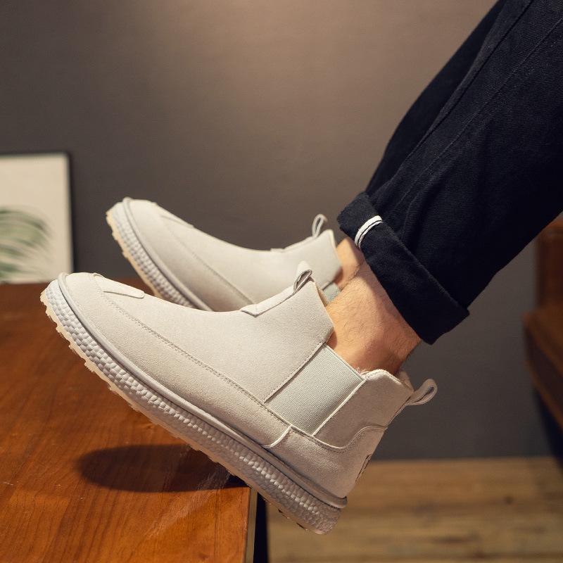 Fashion Winter Men's High Top Snow Boots Plush Medium Tube Chelsea Cotton Shoes 2024 Waterproof Anti-skid Thickened Warm Cotton Shoes