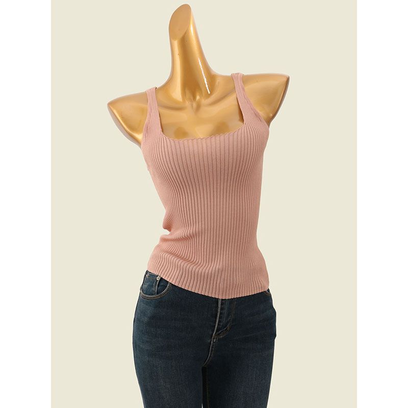 High Quality Square Collar Thin Cami Foreign Trade Original Order Silk Feel Thread High Elastic Slim Fit Summer Can Be Worn Outside