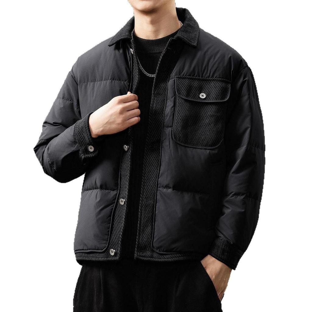 Men's High-End Lightweight American Fashion Winter Down Jacket - Trendy, Warm Lapel Design for Cold Protection