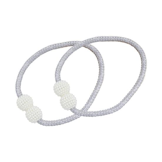 Umbra Studio 1 Pair Faux Pearl Curtain Tiebacks, Elegant Beaded Holdbacks, Woven Rope Decorative Drapery Holders for Living Room Bedroom Kitchen