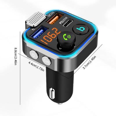 Wireless Car FM Radio Transmitter,MP3 Adapter Player,2 USB Charging Ports PD 18W & QC3.0,Handsfree Calling & Audio Receiver