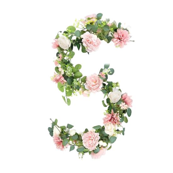 170/180CM Artificial Peony Flower Leaves UV Resistant Garland with Eucalyptus Realistic Hanging Faux D