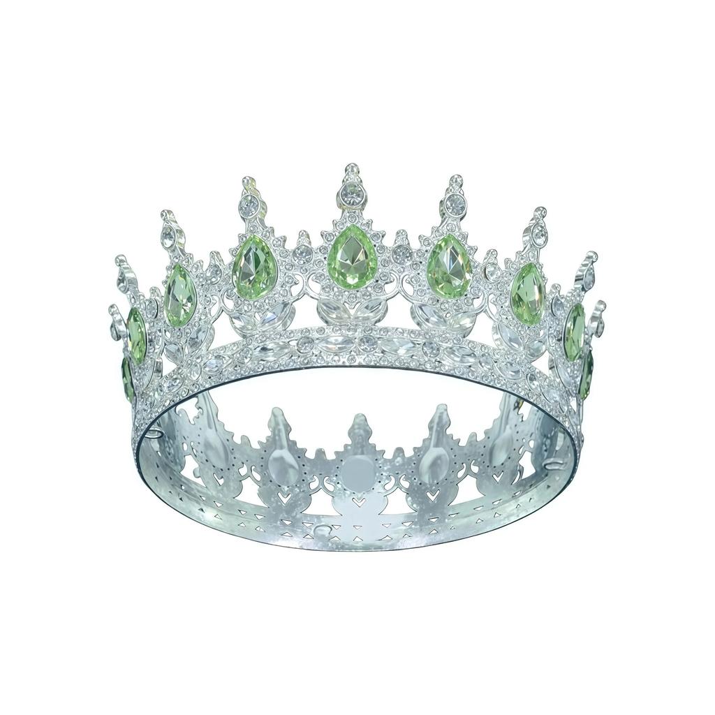 European and American Baroque Bridal Round Crown Party Dance Princess Tiara Birthday Crown Crystal Hair Accessories for Women