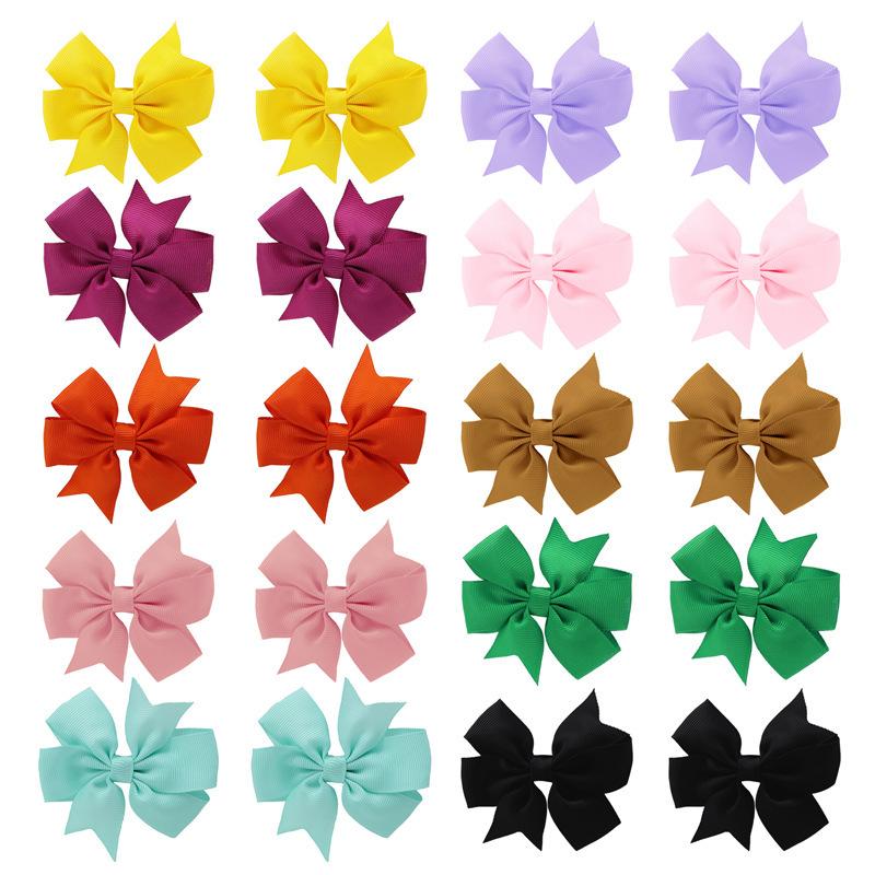 20/40/60Pcs Hair Accessories Grosgrain Ribbon Bows Hair Clips Set For Girl Random Color Bow Hairgripes Headwear