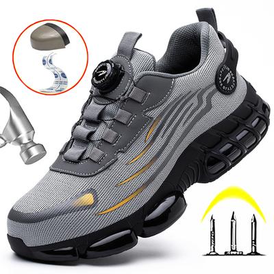 Modische Arbeitsschuhe mit Drehknopf, rutschfeste Sicherheitsschuhe für Herren, Sneaker mit Stahlkappe, pannensichere Arbeitsstiefel, Sportschuhe für Herren, unzerstörbar