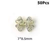 50Pcs Gold/Silver/White Metal Alloy Ribbion Bowknot Nail Charms 3D Luxury Metal Bow Manicure Parts Manicure Accessories