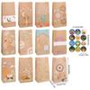 12pcs Ramadan Kraft Paper Gift Bag with Stickers Eid Mubarak Candy Cookie Packaging Bag 2025 Islamic Muslim Party Decor Supplies