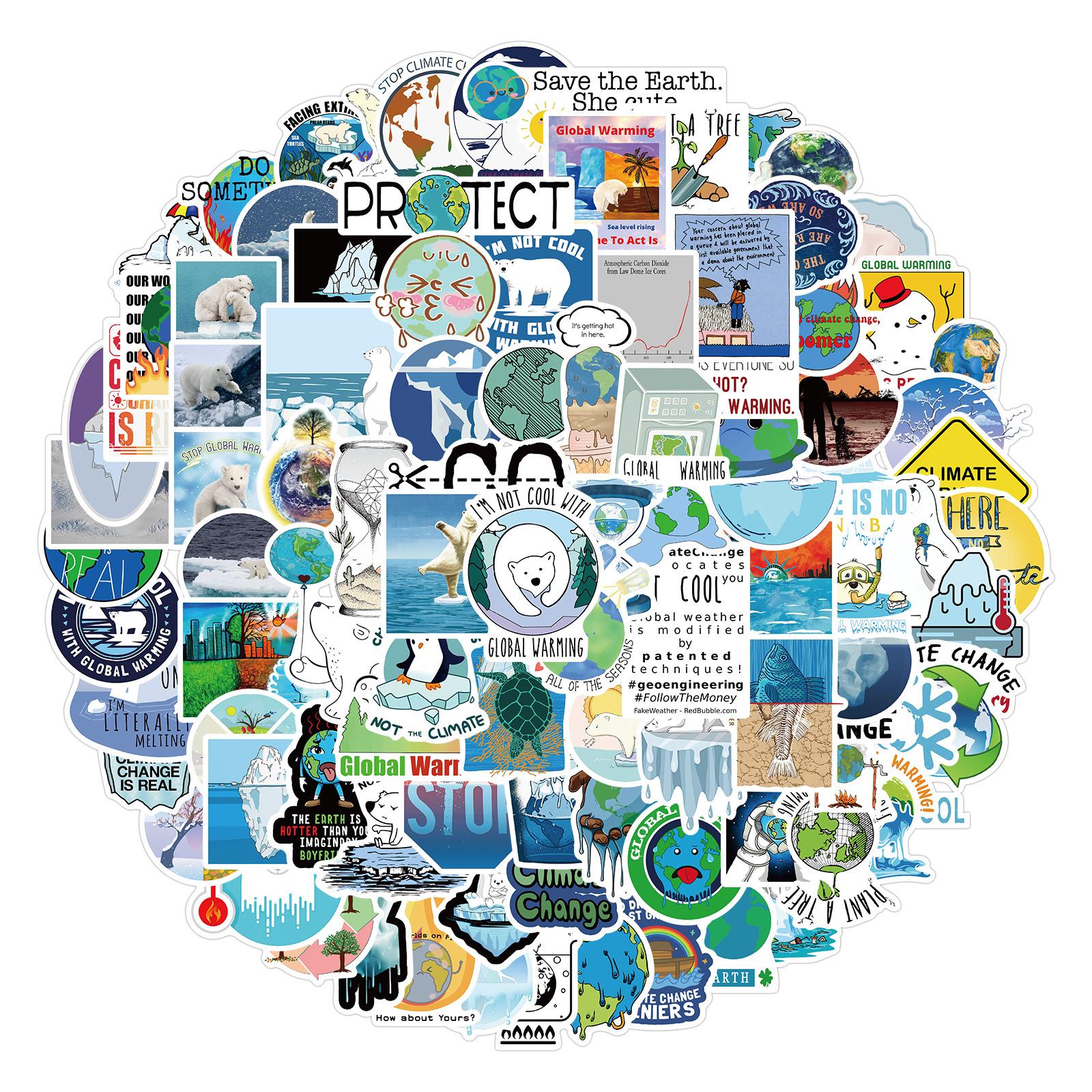 

100 Глобальное изменение климата Граффити Наклейки Персонализированное украшение Компьютер Чемодан Водонепроницаемые Съемные Сделай сам