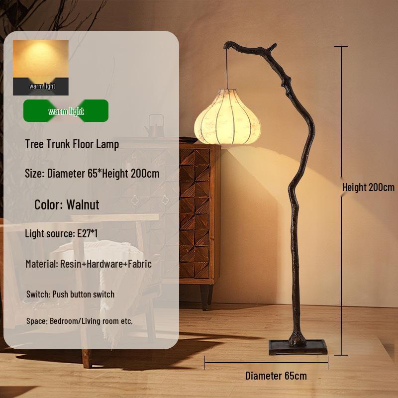 Brand New Zen Retro Wabi-Sabi Fabric Lantern Floor Lamp for Living Room & Tea Room Atmosphere
